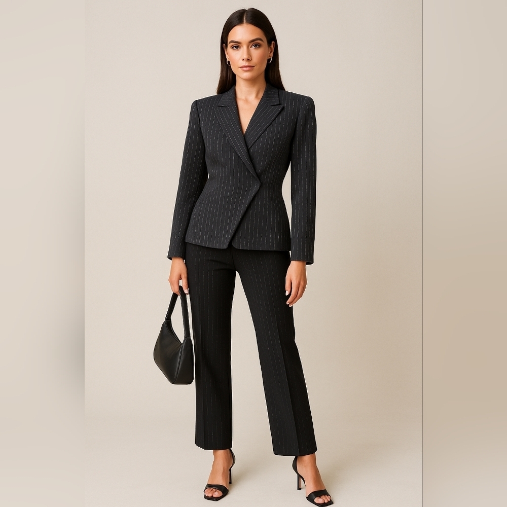 Armani‎ Collezioni Y2K Women's Pinstripe Minimalist Quiet Luxury Blazer, Large